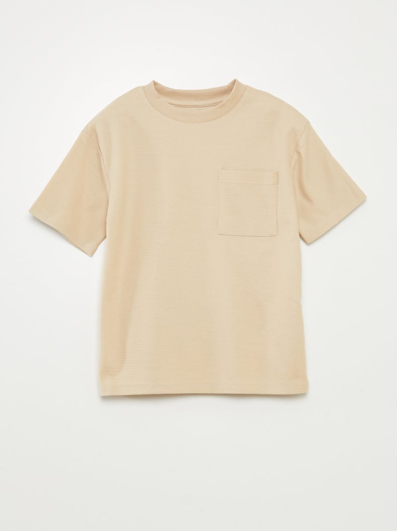 Completo pigiama corto tessuto goffrato - 2 pezzi BEIGE - Kiabi