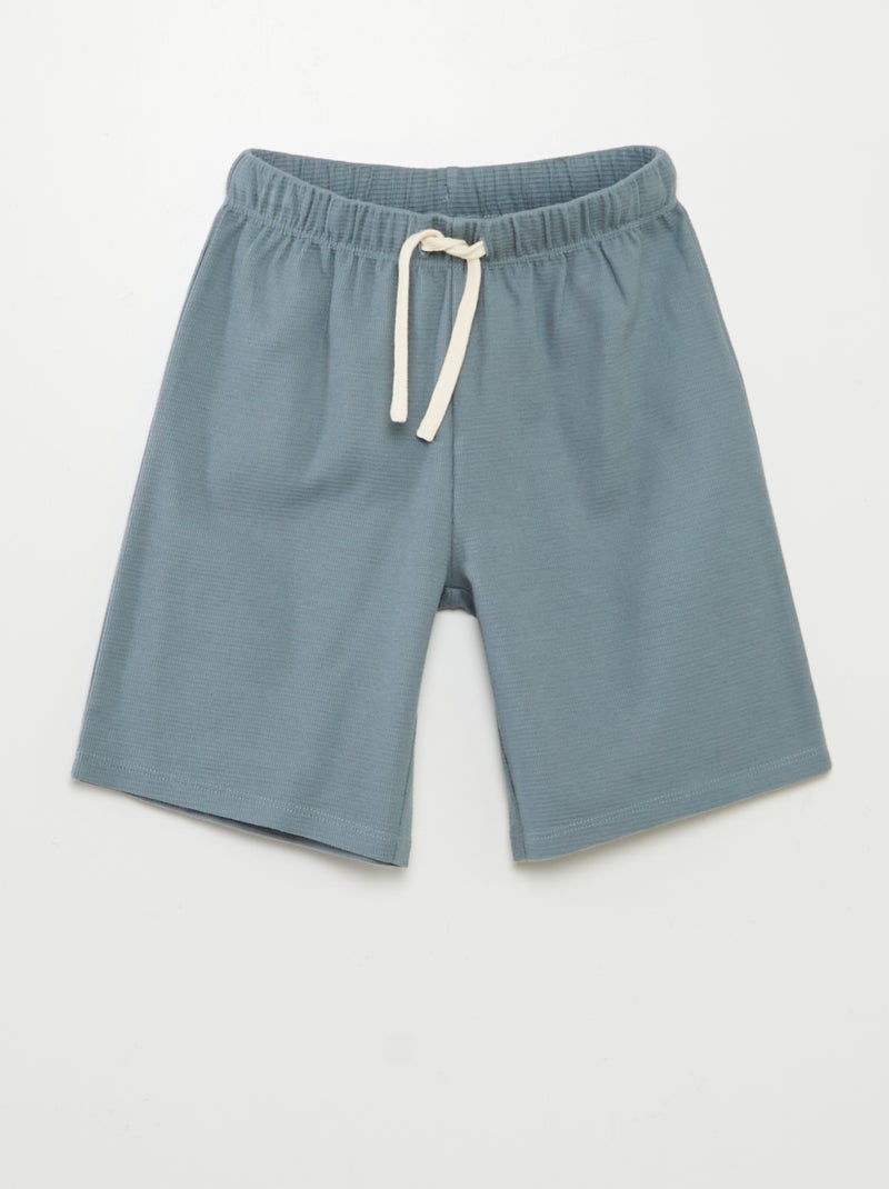 Completo pigiama corto tessuto goffrato - 2 pezzi BLU - Kiabi