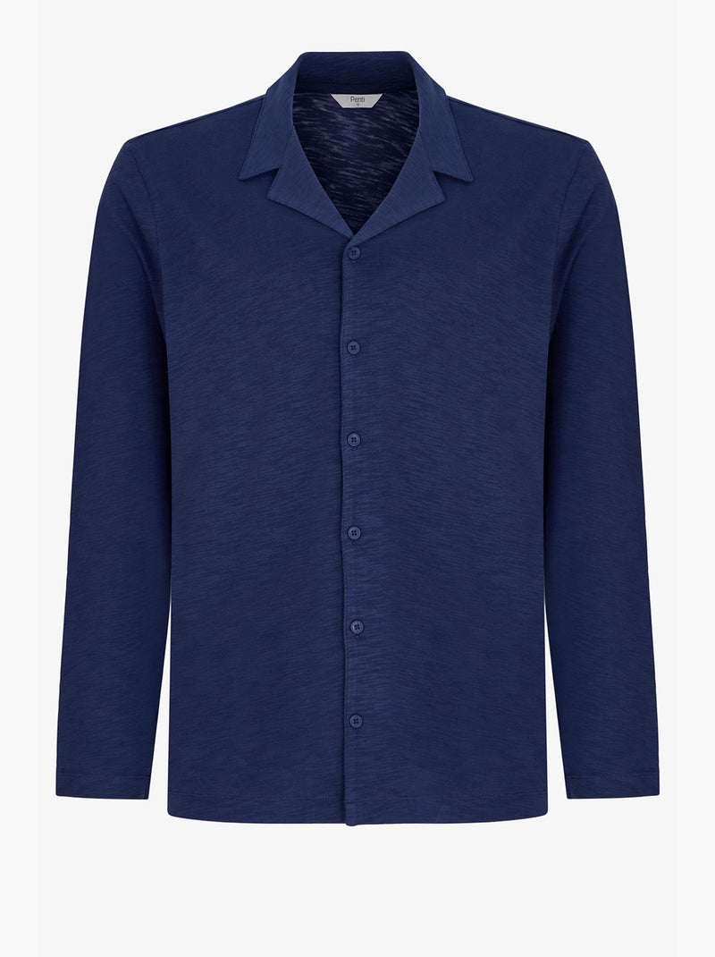Completo pigiama da uomo season con camicia a maniche lunghe e pantaloni penti Blu marino - Kiabi