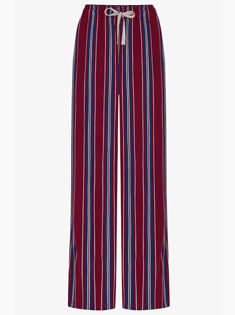 Completo pigiama da uomo soundwave a righe, pantaloni lunghi e maniche lunghe penti Grigio bordeaux Blu - Kiabi