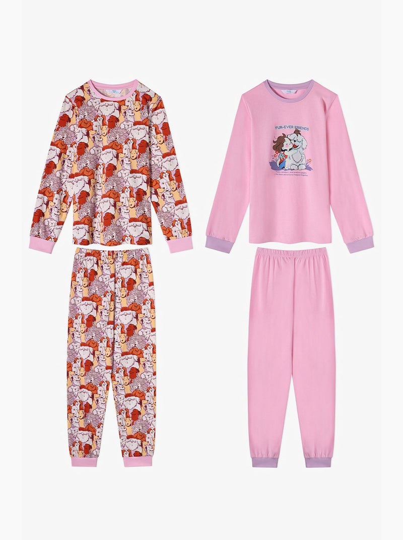 Completo pigiama fur-ever friends a maniche lunghe per bambina penti Rosa/Bianco - Kiabi