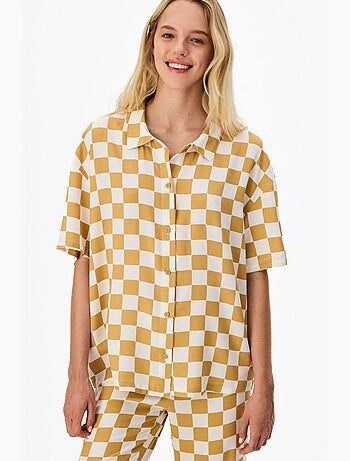 Completo pigiama hannah a quadri, camicia a maniche corte e pantaloni penti