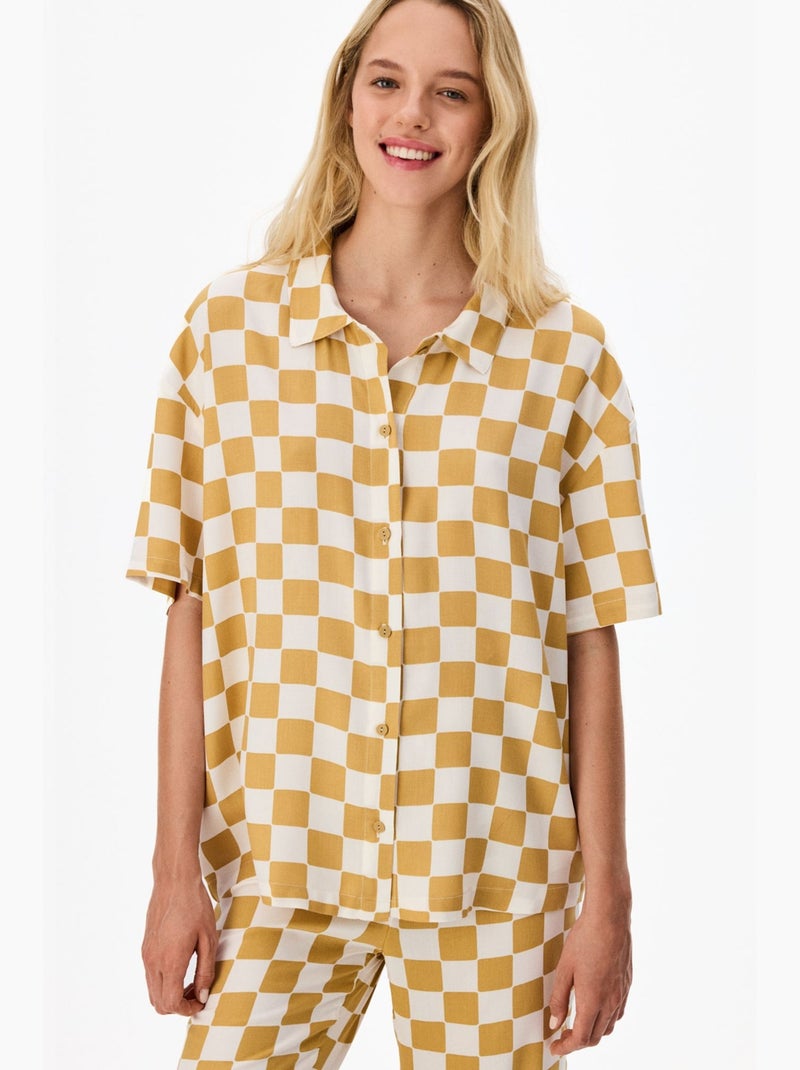 Completo pigiama hannah a quadri, camicia a maniche corte e pantaloni penti Ambra - Kiabi