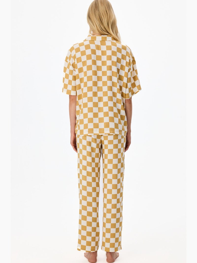 Completo pigiama hannah a quadri, camicia a maniche corte e pantaloni penti Ambra - Kiabi
