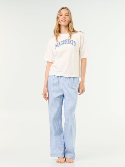 Completo pigiama in cotone - T-shirt + pantaloni - Kiabi