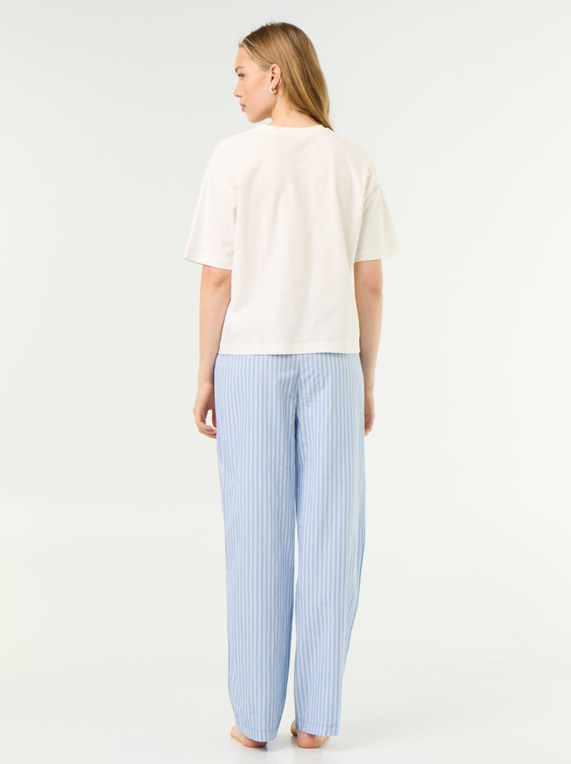 Completo pigiama in cotone - T-shirt + pantaloni Blu - Kiabi