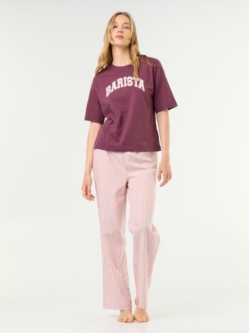 Completo pigiama in cotone - T-shirt + pantaloni - Kiabi