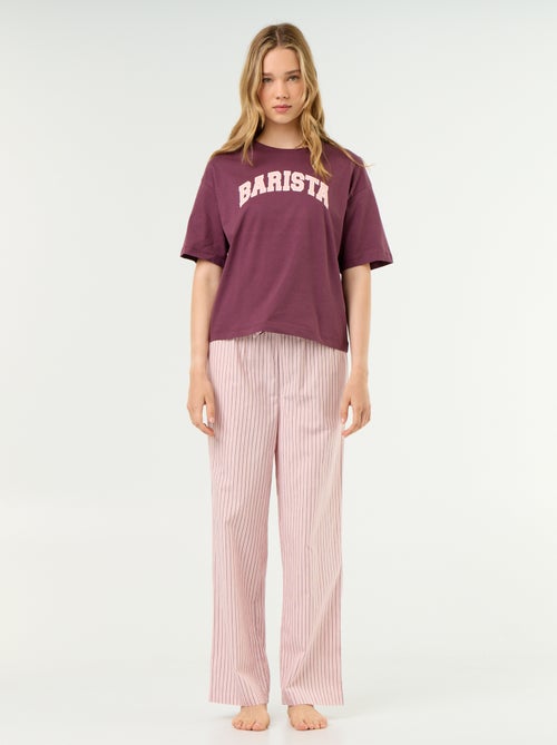 Completo pigiama in cotone - T-shirt + pantaloni - Kiabi