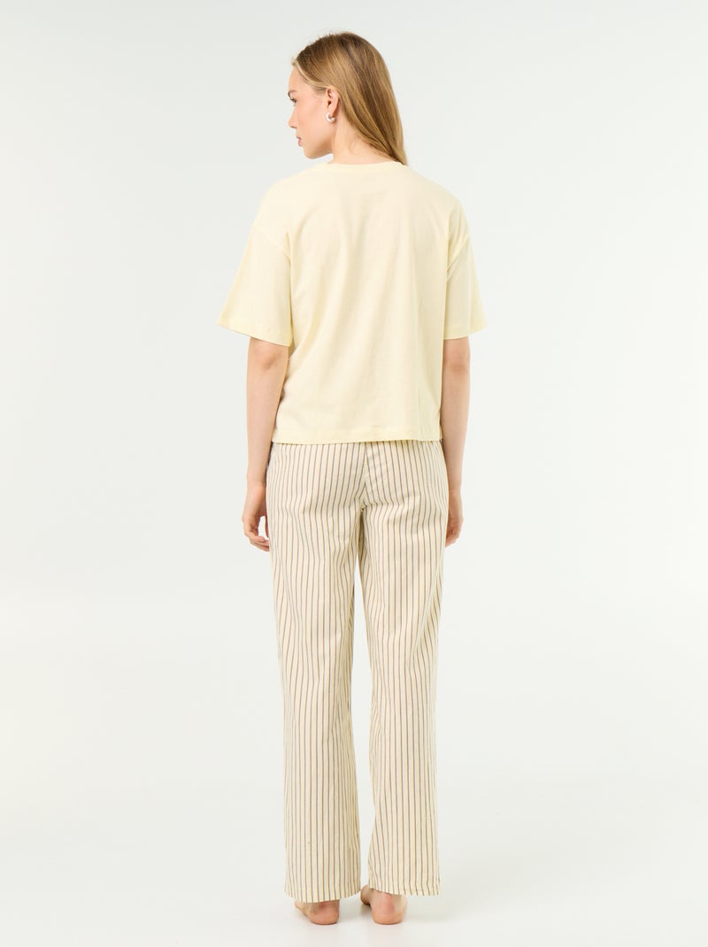 Completo pigiama in cotone - T-shirt + pantaloni Giallo - Kiabi