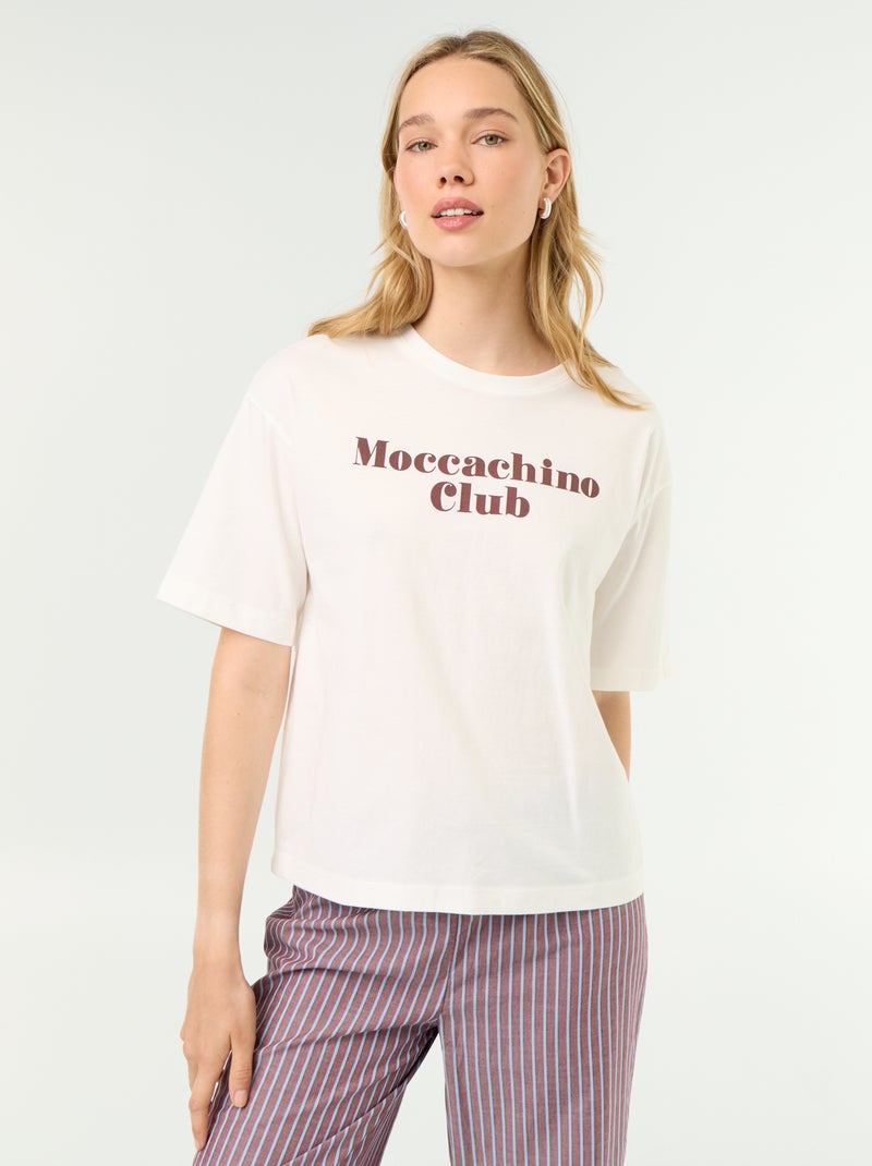 Completo pigiama in cotone - T-shirt + pantaloni Marrone - Kiabi