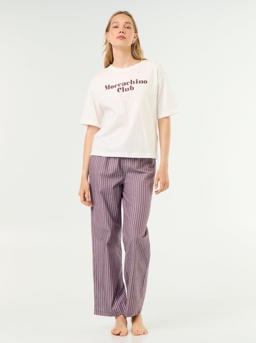Completo pigiama in cotone - T-shirt + pantaloni - Kiabi