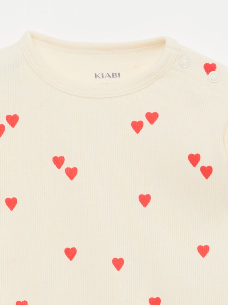 Completo pigiama in cotone a costine - 2 pezzi Bianco - Kiabi
