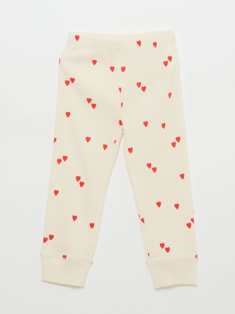 Completo pigiama in cotone a costine - 2 pezzi Bianco - Kiabi