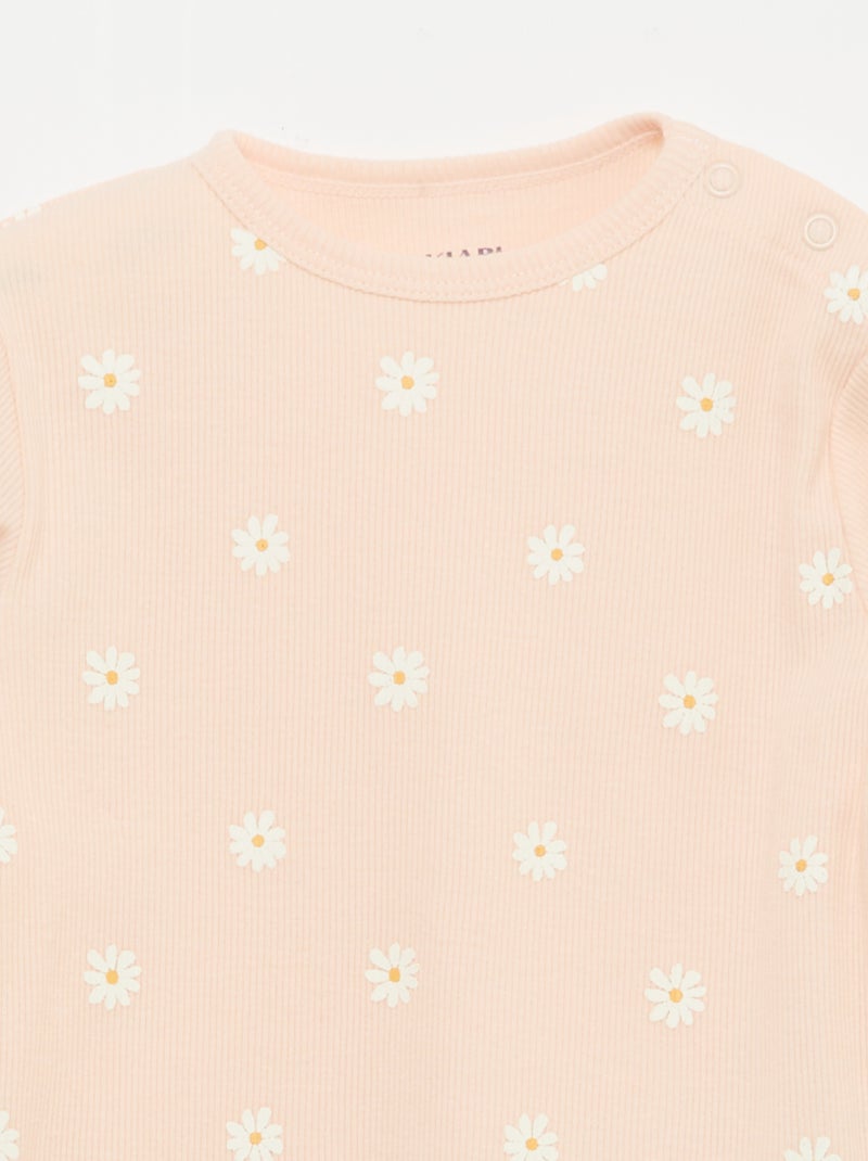 Completo pigiama in cotone a costine - 2 pezzi Rosa - Kiabi