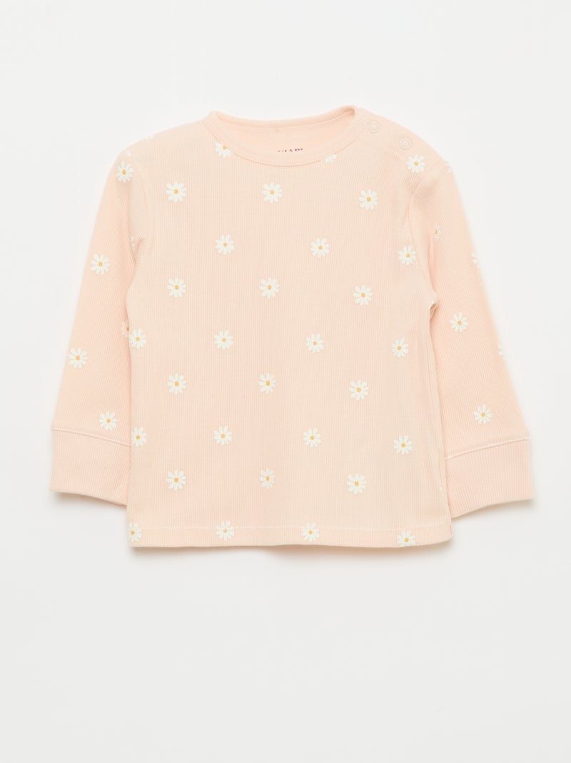 Completo pigiama in cotone a costine - 2 pezzi Rosa - Kiabi