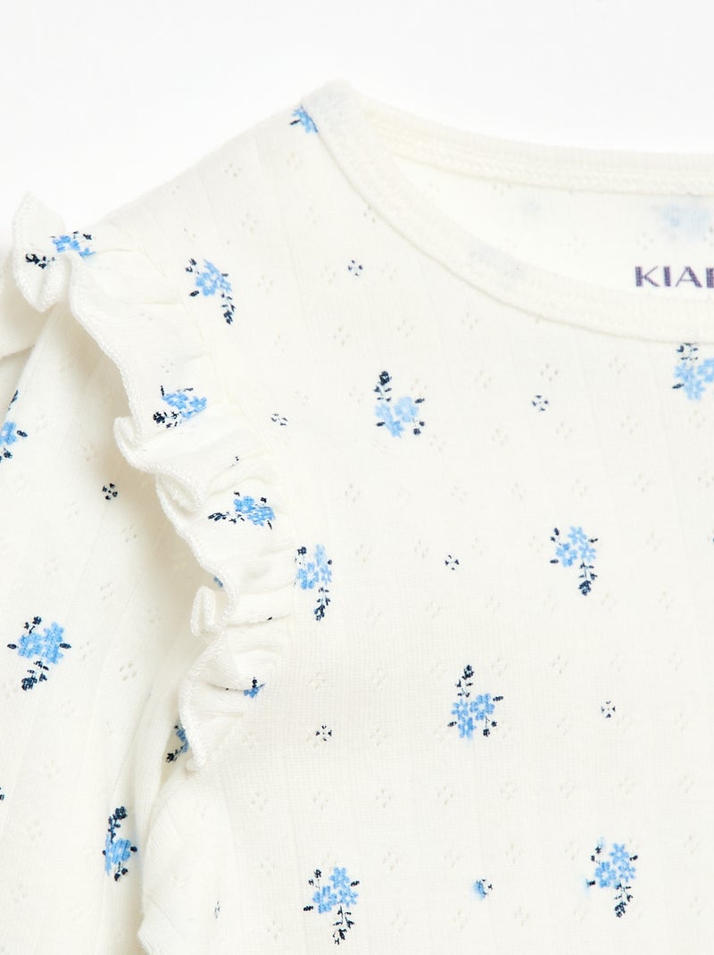 Completo pigiama in maglia a nido d'ape - 2 pezzi Beige - Kiabi