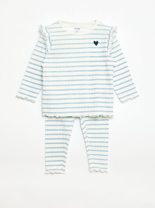 Completo pigiama in maglia a nido d'ape - 2 pezzi - Kiabi