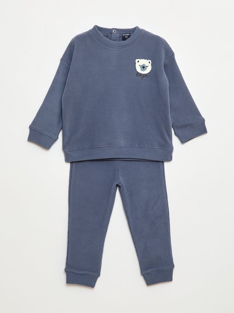 Completo pigiama in maglia morbida - 2 pezzi Blu - Kiabi