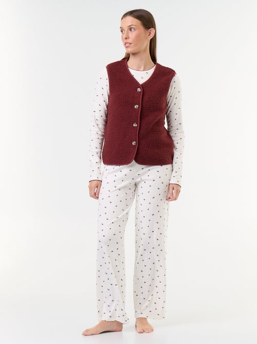 Completo pigiama in maglia pointelle + cardigan effetto montone - 3 pezzi - Kiabi Completo pigiama in maglia pointelle + cardigan effetto montone - 3 pezzi - Kiabi