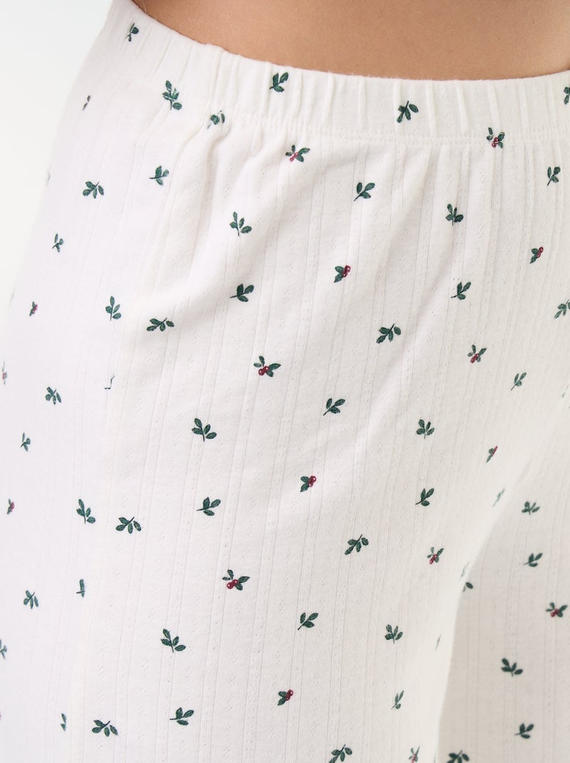 Completo pigiama in maglia pointelle + cardigan effetto montone - 3 pezzi Bianco - Kiabi
