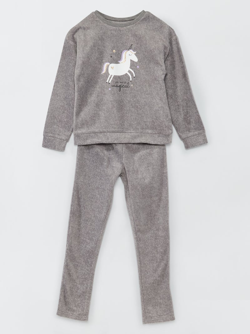 Completo pigiama in pile - 2 pezzi Grigio - Kiabi