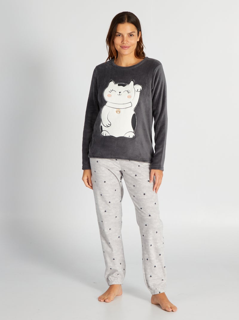 Completo pigiama in pile - 2 pezzi GRIGIO - Kiabi