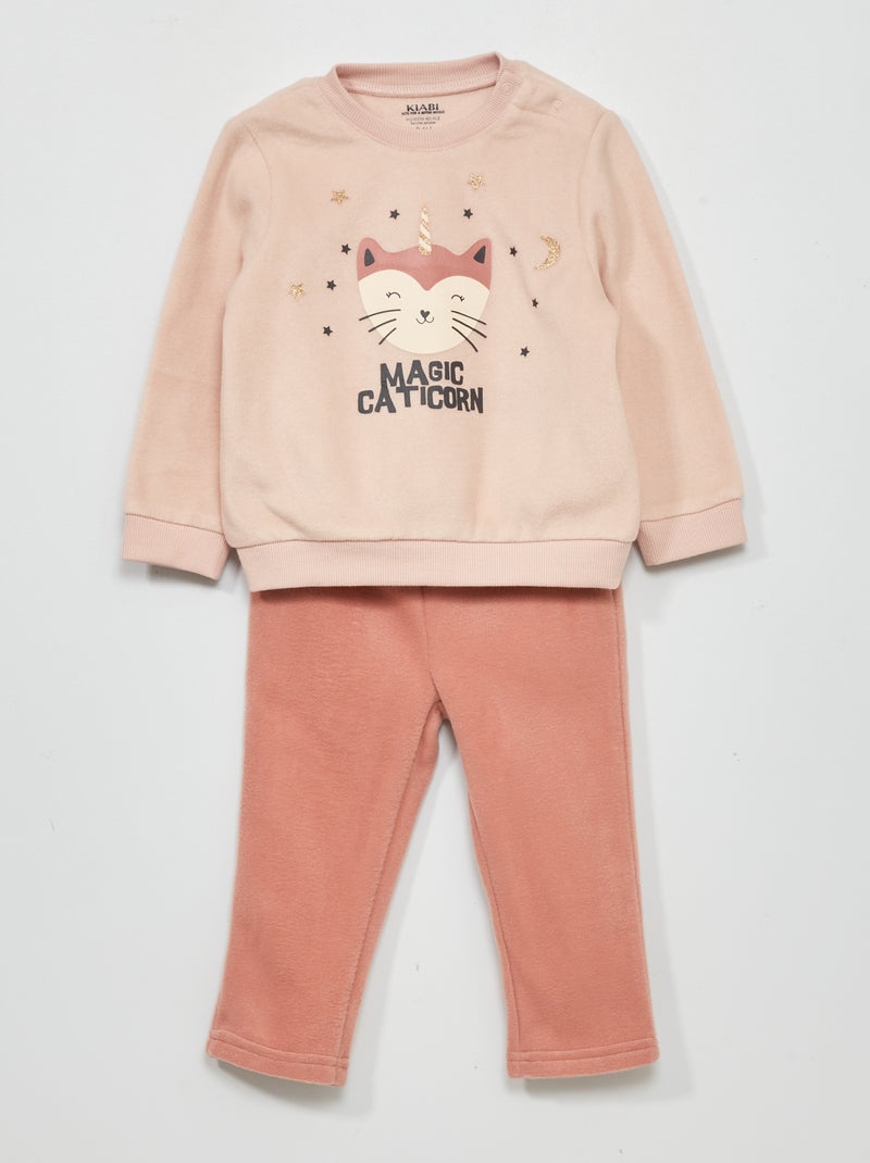 Completo pigiama in pile - 2 pezzi ROSA - Kiabi