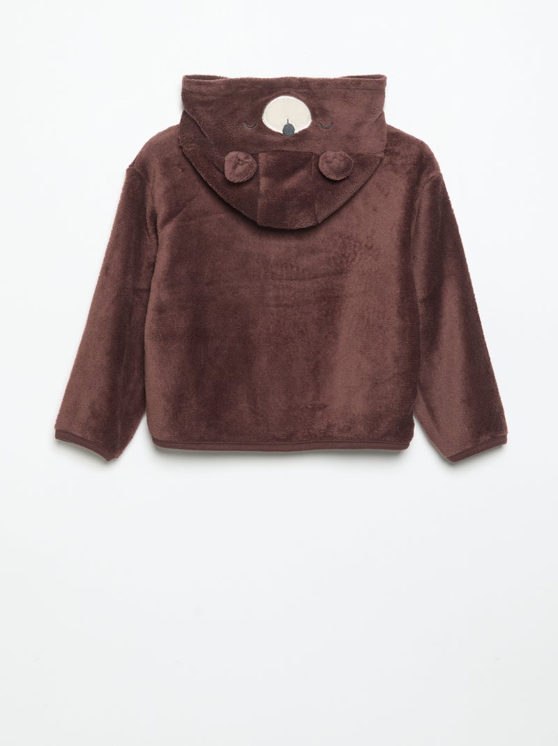 Completo pigiama in pile con cappuccio animato - 2 pezzi Beige - Kiabi
