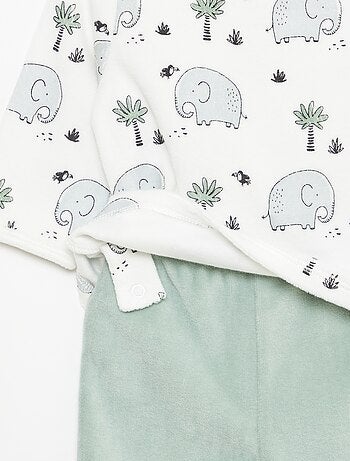 Completo pigiama in pile con piedini - 2 pezzi