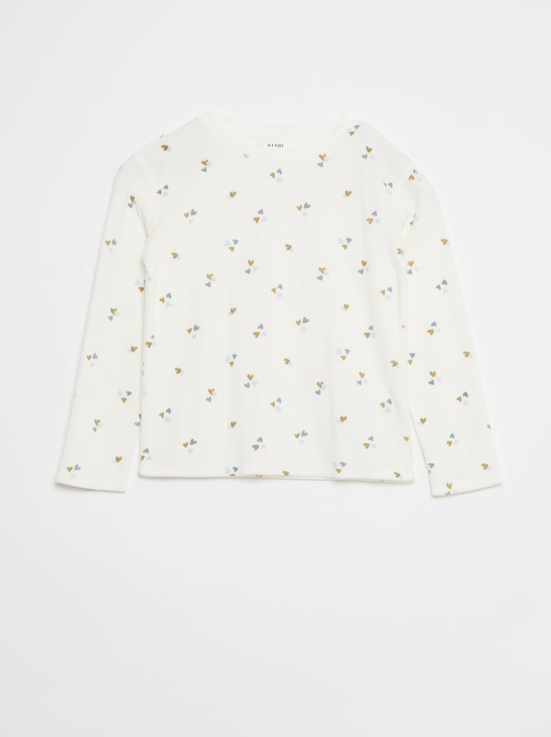 Completo pigiama in pile felpa + pantaloni - 2 pezzi Bianco - Kiabi