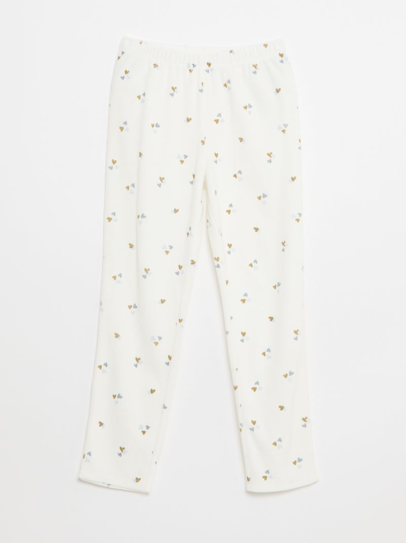 Completo pigiama in pile felpa + pantaloni - 2 pezzi Bianco - Kiabi