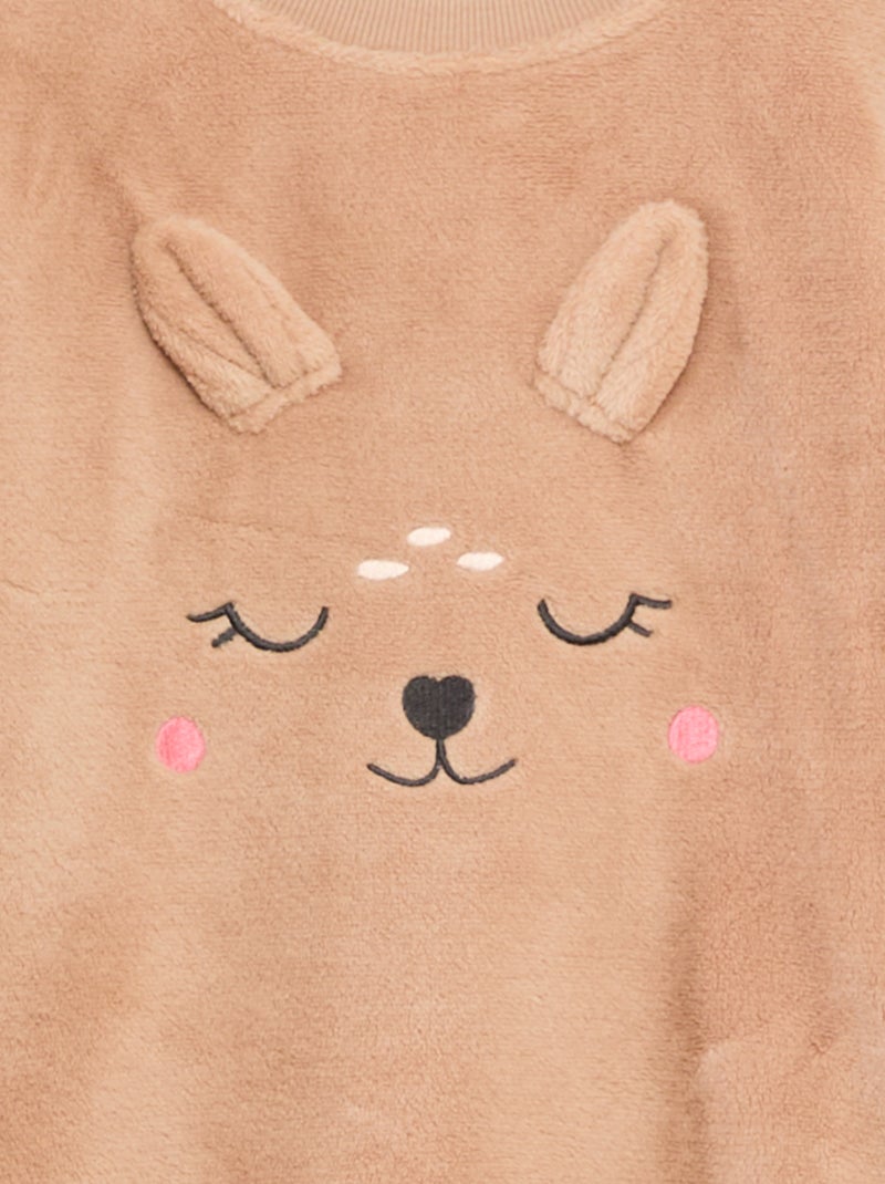 Completo pigiama in pile lungo felpa + pantaloni - 2 pezzi Beige - Kiabi