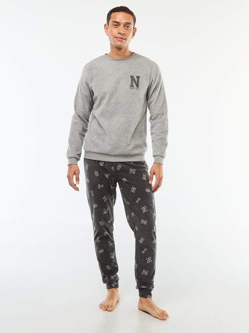 Completo pigiama in pile maglietta + pantaloni - 2 pezzi - Kiabi