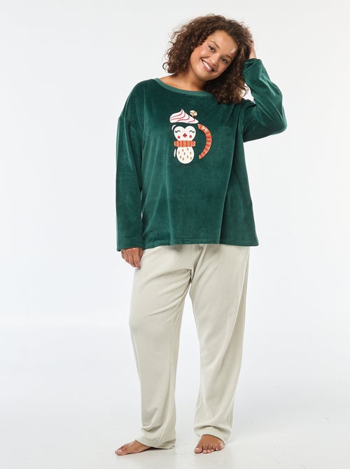 Completo pigiama in pile Natale - 2 pezzi - Kiabi