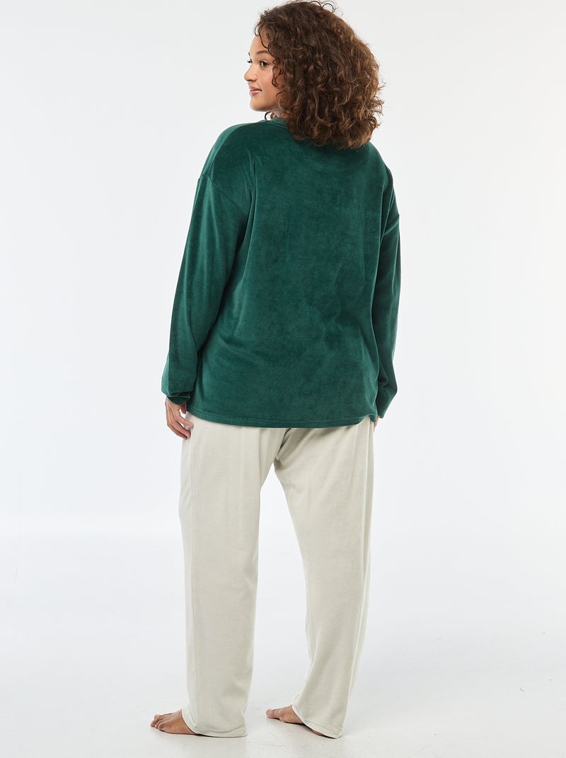 Completo pigiama in pile Natale - 2 pezzi Verde - Kiabi