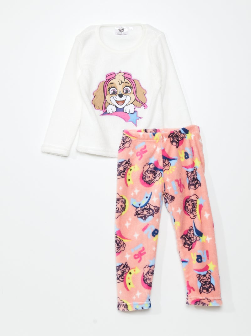 Completo pigiama in pile 'Paw Patrol' - 2 pezzi bianco/rosa - Kiabi