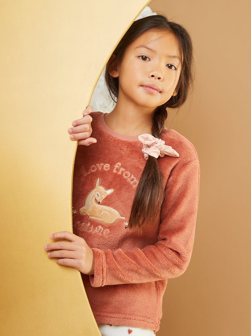 Completo pigiama in pile 'pinguino' - 2 pezzi MARRONE - Kiabi