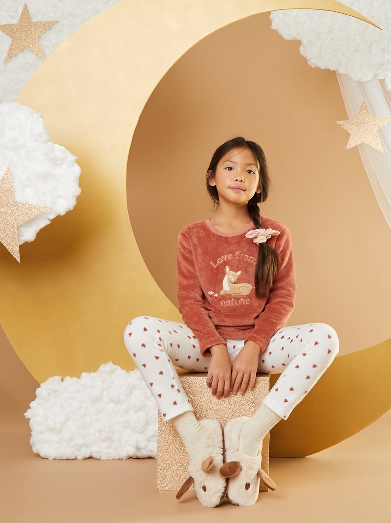 Completo pigiama in pile 'pinguino' - 2 pezzi MARRONE - Kiabi