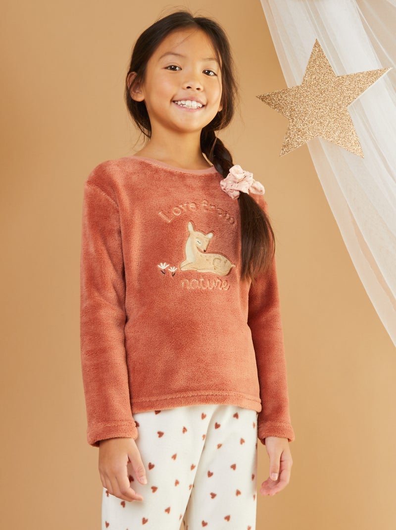 Completo pigiama in pile 'pinguino' - 2 pezzi MARRONE - Kiabi