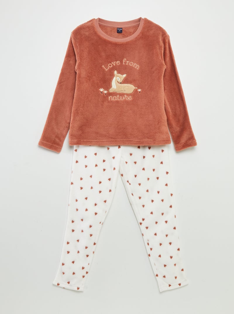 Completo pigiama in pile 'pinguino' - 2 pezzi MARRONE - Kiabi