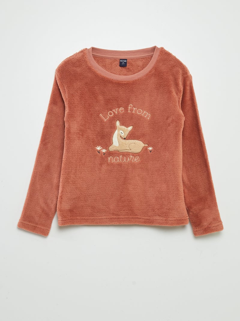 Completo pigiama in pile 'pinguino' - 2 pezzi MARRONE - Kiabi