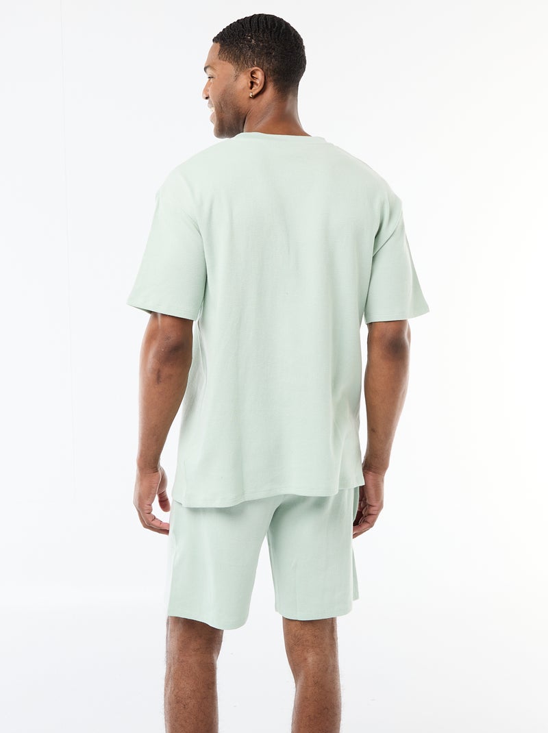Completo pigiama in tessuto goffrato Verde - Kiabi