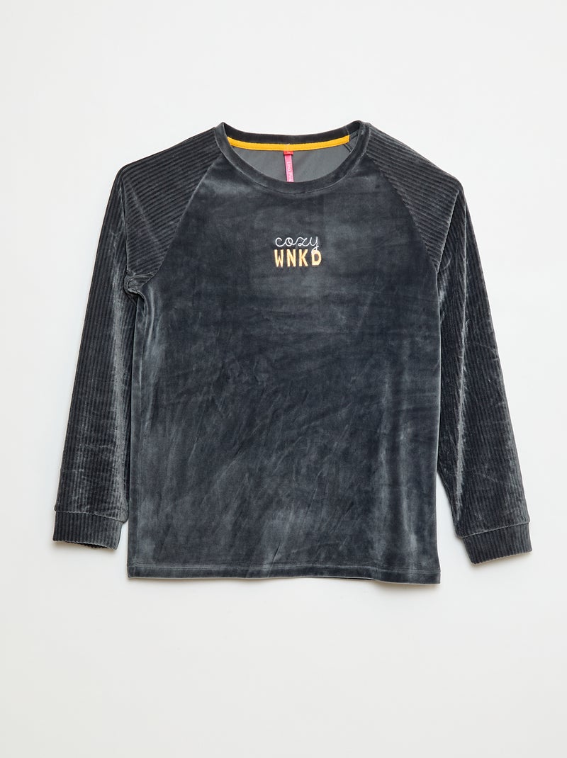 Completo pigiama in velluto - 2 pezzi Grigio - Kiabi