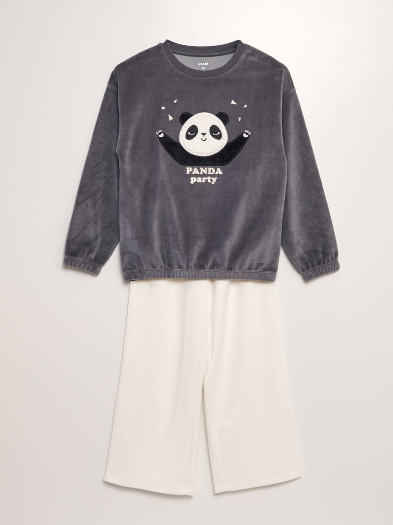 Completo pigiama in velluto - 2 pezzi NERO - Kiabi