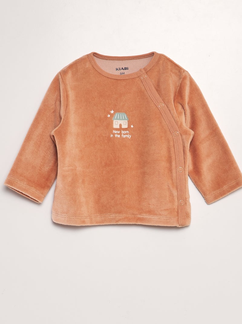 Completo pigiama in velluto BEIGE - Kiabi