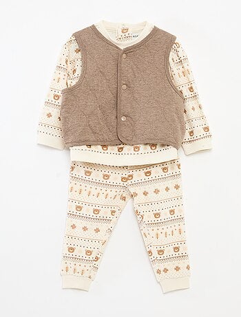 Completo pigiama in velluto + gilet interlock in cotone