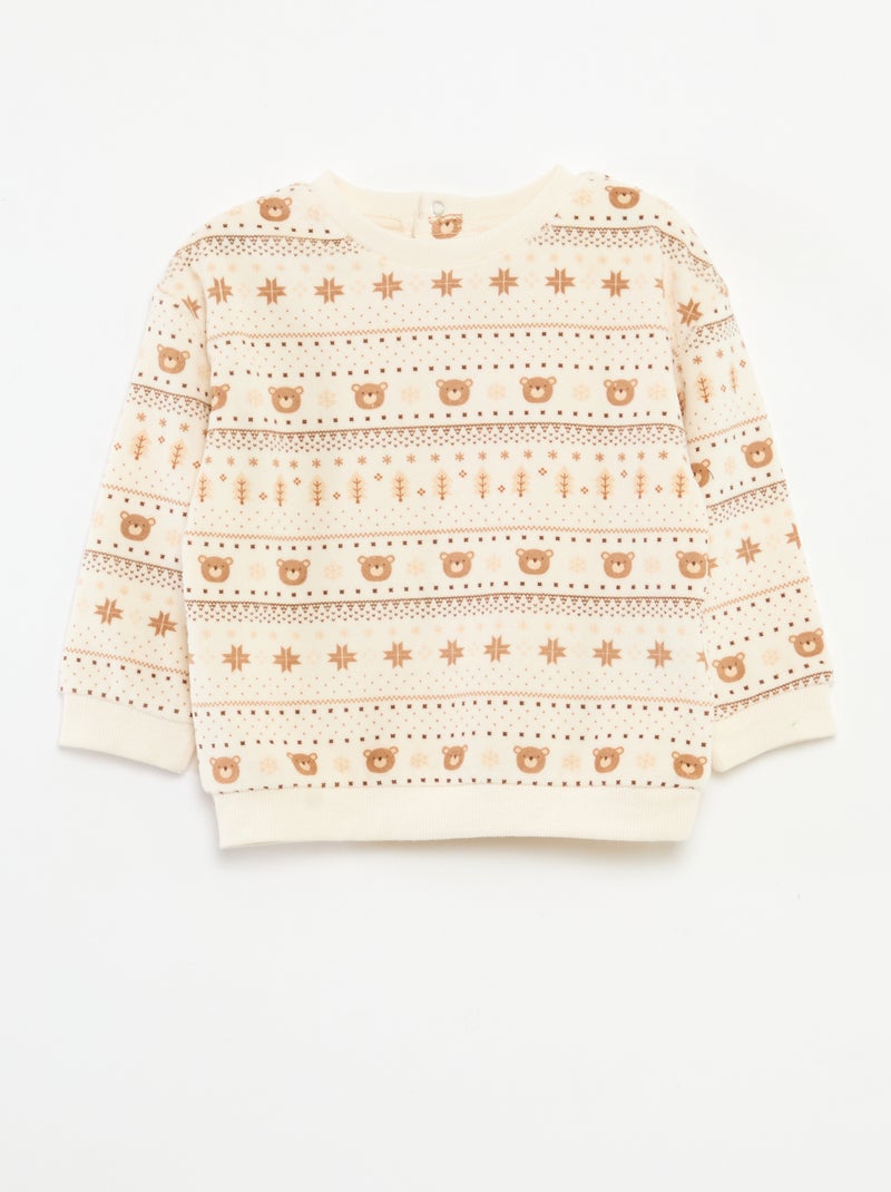 Completo pigiama in velluto + gilet interlock in cotone Beige - Kiabi