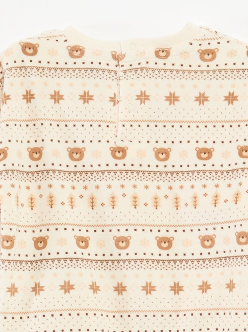 Completo pigiama in velluto + gilet interlock in cotone - Kiabi