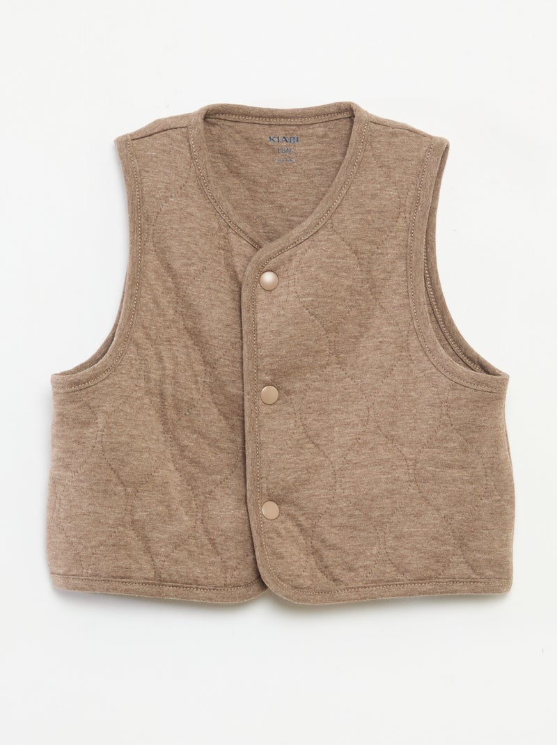 Completo pigiama in velluto + gilet interlock in cotone Beige - Kiabi