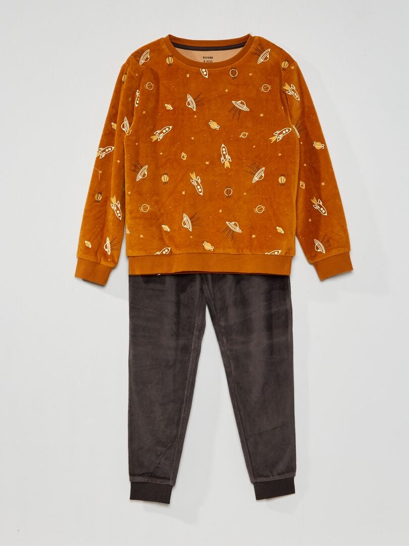 Completo pigiama in velluto MARRONE - Kiabi